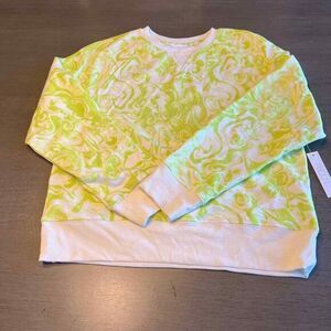 Abound‎ Womens Lime Green White Marble Swirl Crewneck Sweatshirt XS New